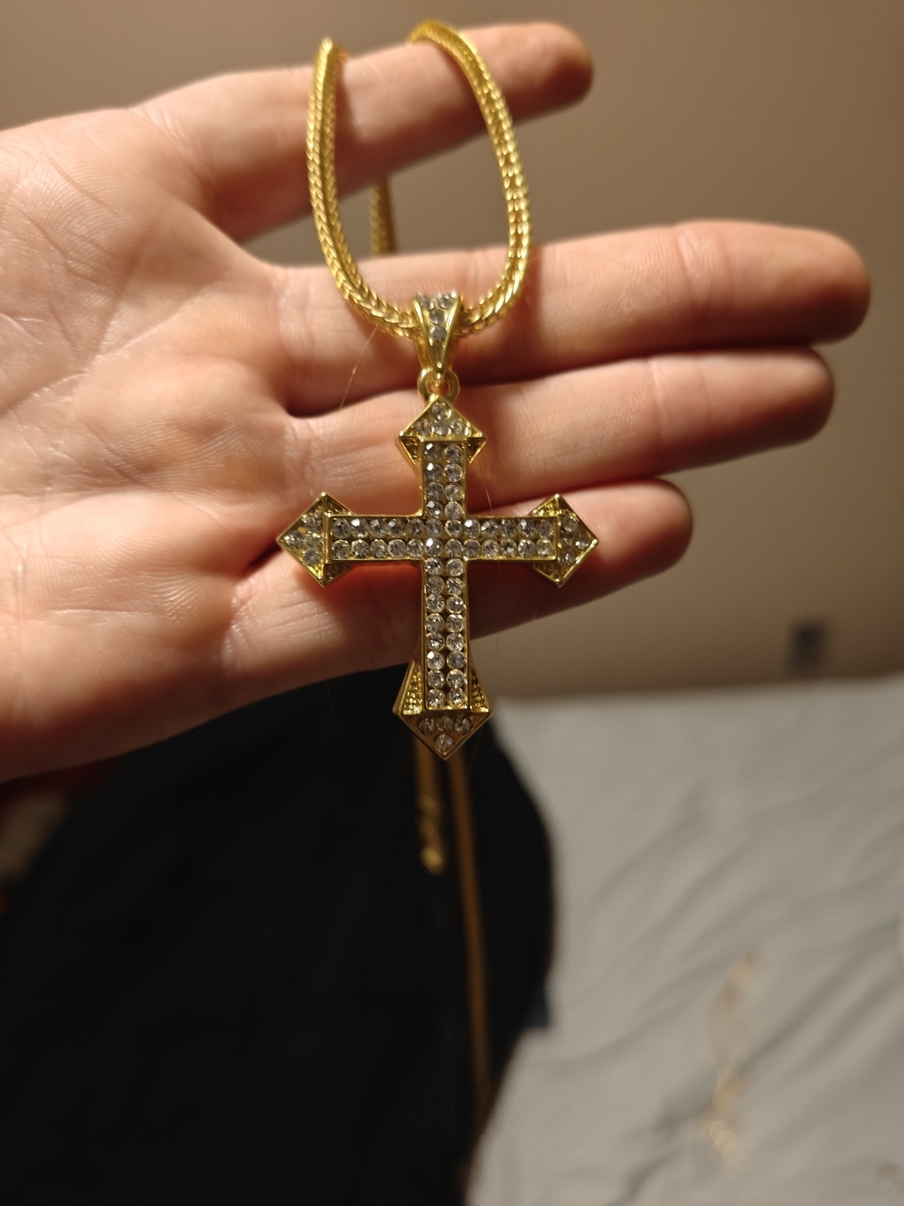 Gold filled Mossinate l Cross Pendant Necklace - Women's Jewelry